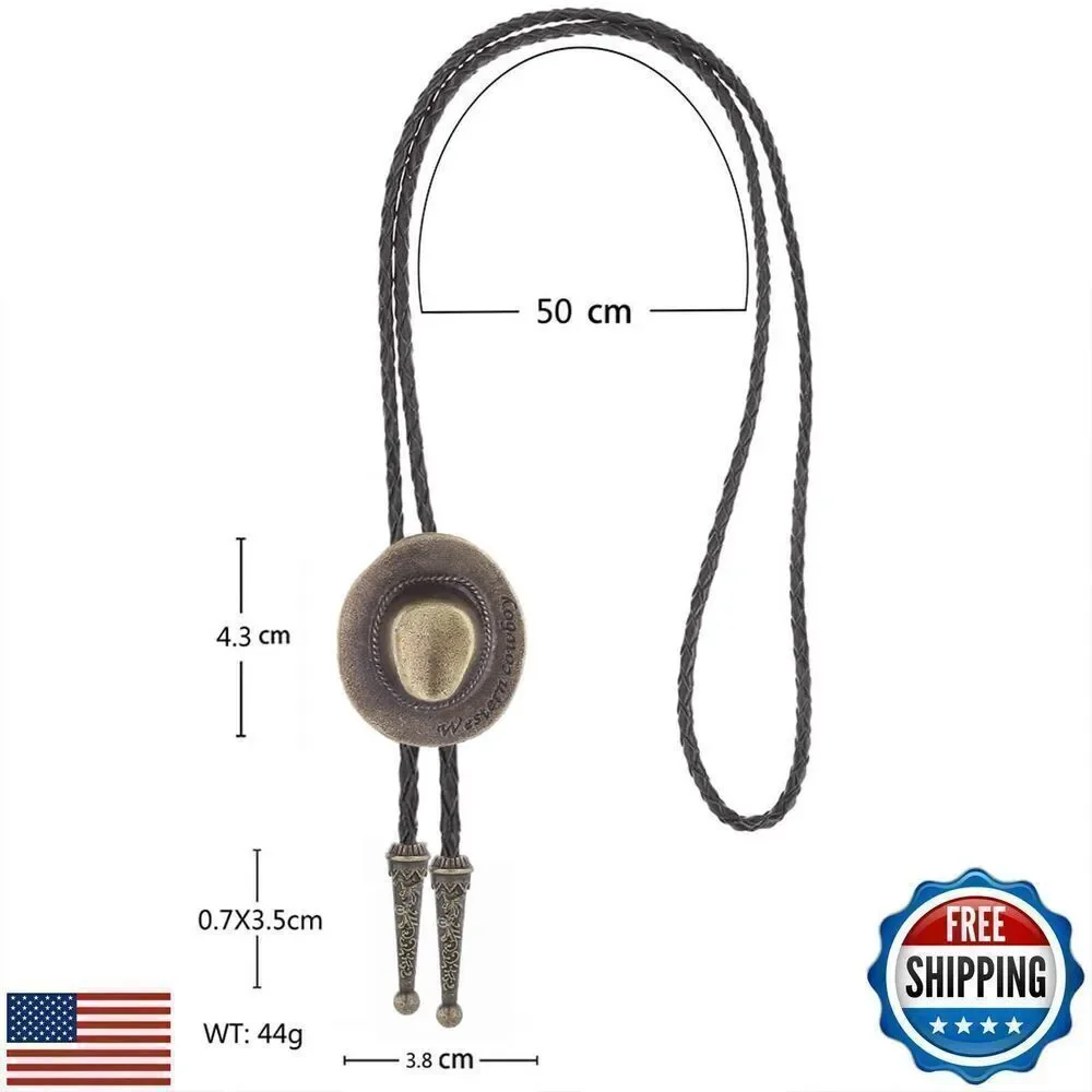 Western Vintage Bolo Tie Leather Necktie Cowboy Hat New